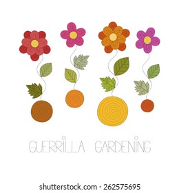 Guerrilla Gardening Vector Illustration 