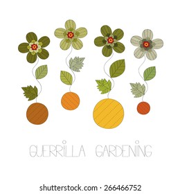 Guerrilla gardening vector illustration 