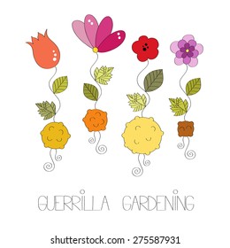 Guerrilla gardening vector illustration 
