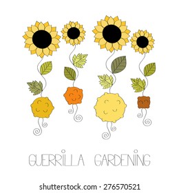 Guerrilla gardening vector illustration