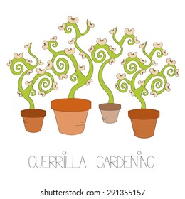 Guerrilla gardening vector illustration