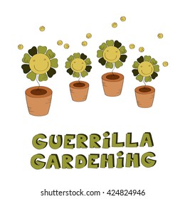 Guerrilla gardening vector illustration 