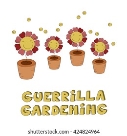 Guerrilla gardening vector illustration 
