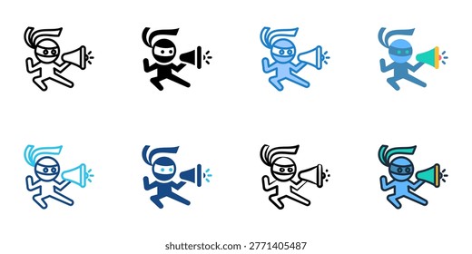Guerrilla marketing icons set multiple style collection. Editable stroke 
