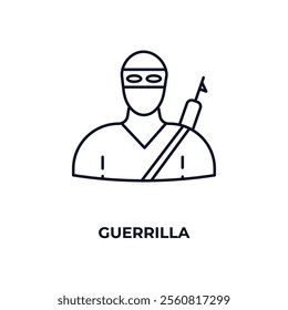guerrilla outline icon. Linear vector from army and military concept. Thin line guerrilla icon isolated on white background