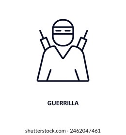 guerrilla outline icon. Thin line icon from army and war collection. Editable vector isolated on white background