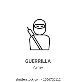 Guerrilla outline vector icon. Thin line black guerrilla icon, flat vector simple element illustration from editable army concept isolated on white background