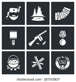 Guerrillas warrior icons set. Vector Illustration.
Isolated Flat Icons collection on a black background for design