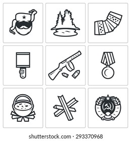 Guerrillas warrior icons set. Vector Illustration.
Isolated Flat Icons collection on a white background for design