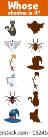 guess where whose shadow bright halloween monsters illustrations