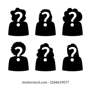 Guess who unknown person silhouette icon vector, anonymous mysterious user profile.