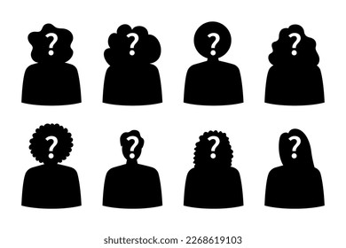 Guess who unknown person silhouette icon vector, anonymous mysterious user profile.