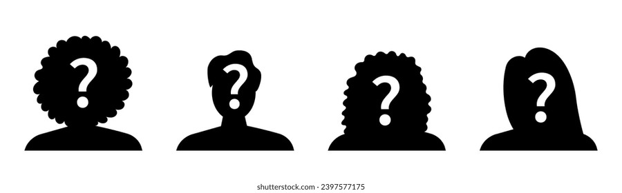 Guess who unknown person silhouette icon vector, anonymous mysterious user profile.