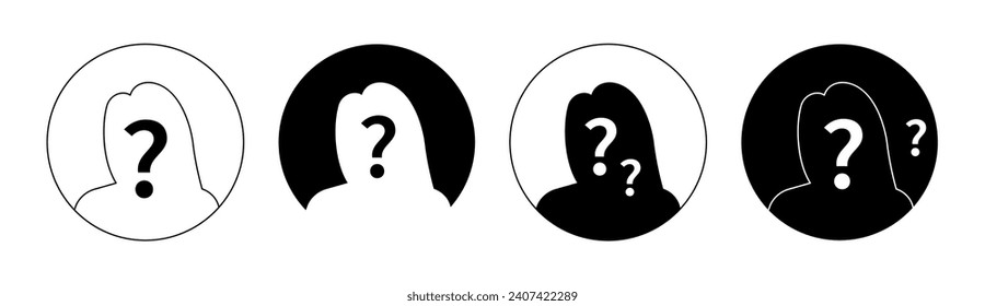 Guess who unknown person silhouette icon vector, anonymous mysterious user profile.