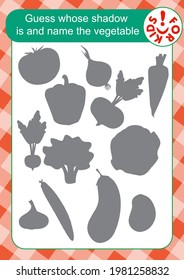 Guess whose shadow is and name the vegetable