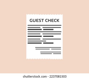 Guest Check bill logo design. Payment check and receipts. Curved financial paper, purchase invoice. Buying, bill or calculate pay. Receipt the seller forms vector design and illustration.
