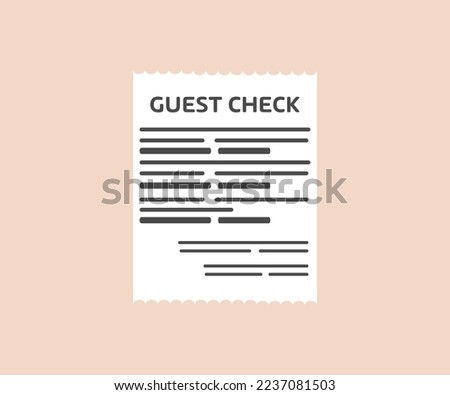 Guest Check bill logo design. Payment check and receipts. Curved financial paper, purchase invoice. Buying, bill or calculate pay. Receipt the seller forms vector design and illustration.
