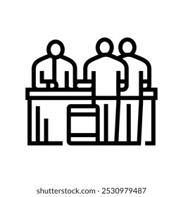 guest check in hospitality hotel line icon vector. guest check in hospitality hotel sign. isolated contour symbol black illustration