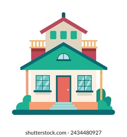 Ilustración plana del vector de la casa de huéspedes sobre fondo blanco