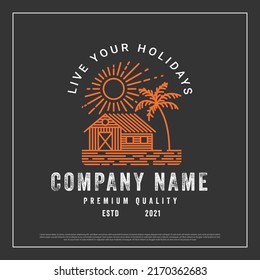 Guest house logo template. Guest house logo vector illustration. Beach house logo design, vector illustration. template design, vintage logo design, guest house design concept template