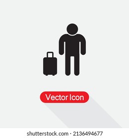 Guest icon Man Icon, Man with Luggage Icon Vector Illustration Eps10