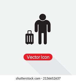 Guest icon Man Icon, Man with Luggage Icon Vector Illustration Eps10