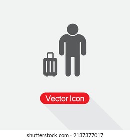 Guest icon Man Icon, Man with Luggage Icon Vector Illustration Eps10