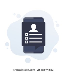 lista de convidados, ícone de participantes com um telefone, vetor