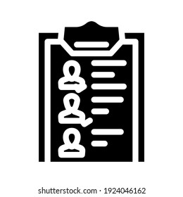 guest list glyph icon vector. guest list sign. isolated contour symbol black illustration