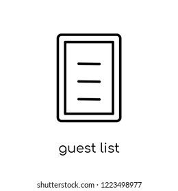 guest list icon. Trendy modern flat linear vector guest list icon on white background from thin line Christmas collection, outline vector illustration