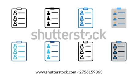 Guest list icons set multiple style collection. Editable stroke 

