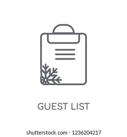 Guest list linear icon. Modern outline Guest list logo concept on white background from Christmas collection. Suitable for use on web apps, mobile apps and print media.