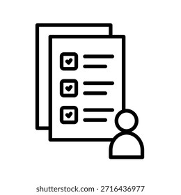 Ilustración vectorial de icono de contorno de lista de invitados