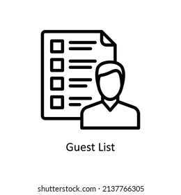 Vektorsymbol der Gastliste für Web einzeln auf weißem Hintergrund EPS10-Datei