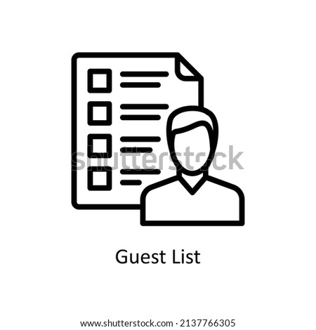 Guest List vector outline icon for web isolated on white background EPS 10 file