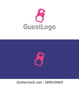 Logotipo de invitado. Logotipo limpio perfecto para alquilar vacaciones sitios que contiene la palabra huésped en sus nombres de negocios. El icono está formando la letra G que representa la palabra invitado.