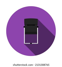 Guest Office Chair Icon. Flat Circle Stencil Design With Long Shadow. Vector Illustration.
