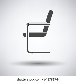 Guest office chair icon on gray background, round shadow. Vector illustration.