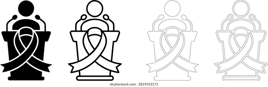 Guest speaker icon in solid and line art vector illustration