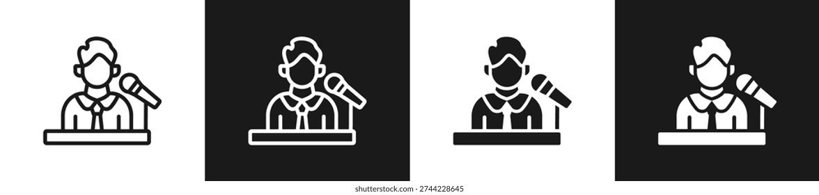 Guest Speaker line n glyph icon style in white and background