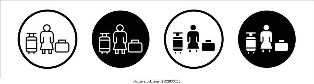 Guest vector icon set black filled and outlined style.