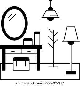 Guesthouse dressing room interior Concept Vector Icon Design, Hotel and Motel Services Symbol, Vacations Rental Sign, Restaurant Supplies Stock Illustration