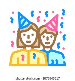 guests birthday color icon vector. guests birthday sign. isolated symbol illustration