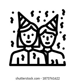 guests birthday line icon vector. guests birthday sign. isolated contour symbol black illustration
