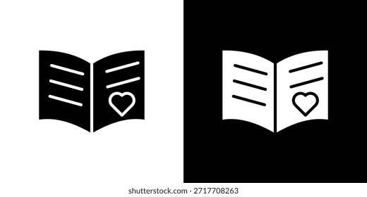 Pictograma plano preto do ícone do livro dos convidados. Para design gráfico e web.