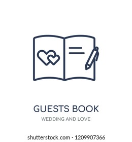 Guests book icon. Guests book linear symbol design from Wedding and love collection. Simple outline element vector illustration on white background.