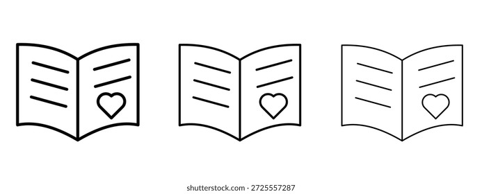 Guests book icon thin line symbol on white background, editable stroke vector illustration