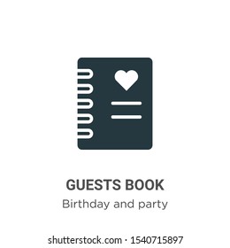 Guests book vector icon on white background. Flat vector guests book icon symbol sign from modern birthday and party collection for mobile concept and web apps design.