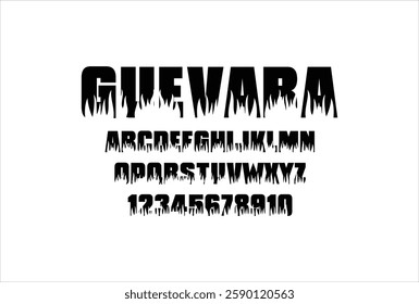 Guevara font for logo and headline. Isolated vector typeset