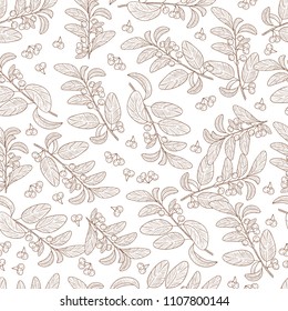 Guggul. Plant. Branch, leaves, fruit. Background, wallpaper, texture, seamless. Monochrome